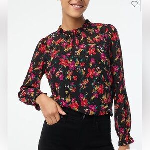 J. Crew Floral ruffleneck top size XXL